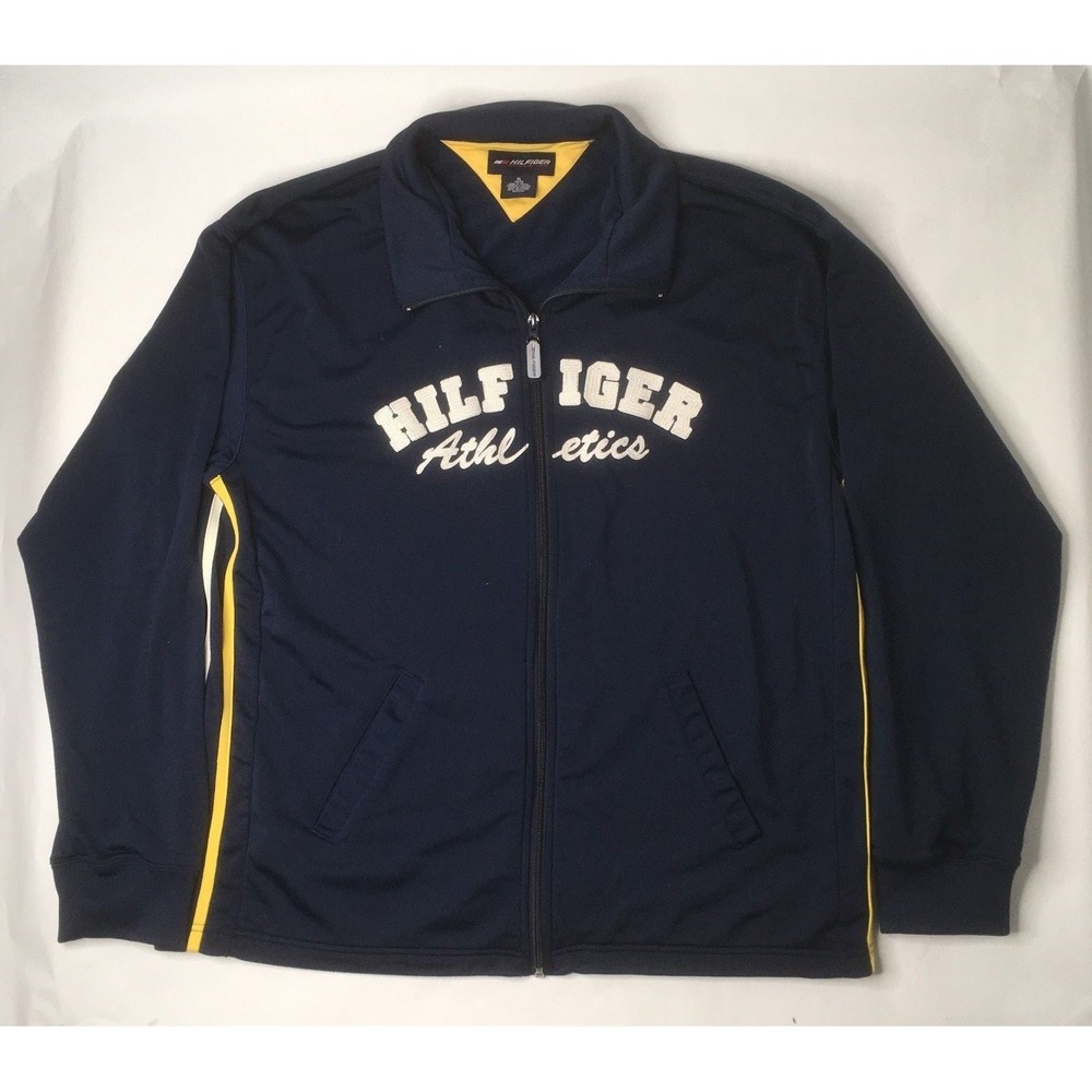 Tommy Hilfiger Athletics Full Zip Long Sleeve Spell Out Blue XL Track Jacket R